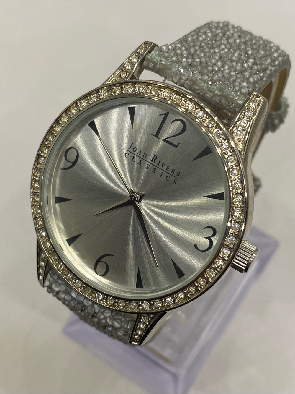 Men’s * Joan Rivers   *** Silver Tone Crystal Bezel ^^^ Iced *** Slate Grey ^^^